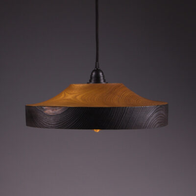 luminaire suspension en bois de catalpa shou sugi ban