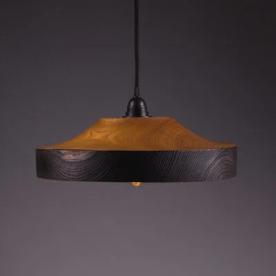 luminaire suspension en bois de catalpa shou sugi ban