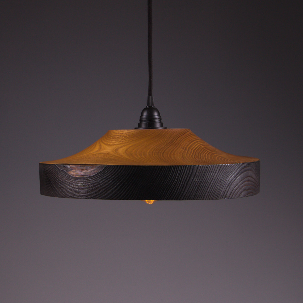 luminaire suspension en bois de catalpa shou sugi ban