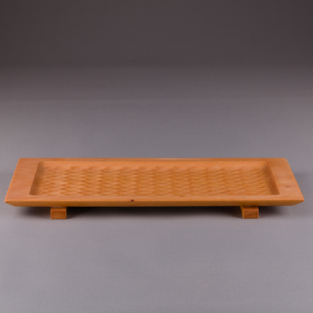 Plateau de présentation en hêtre texturé - gougé – Image 2