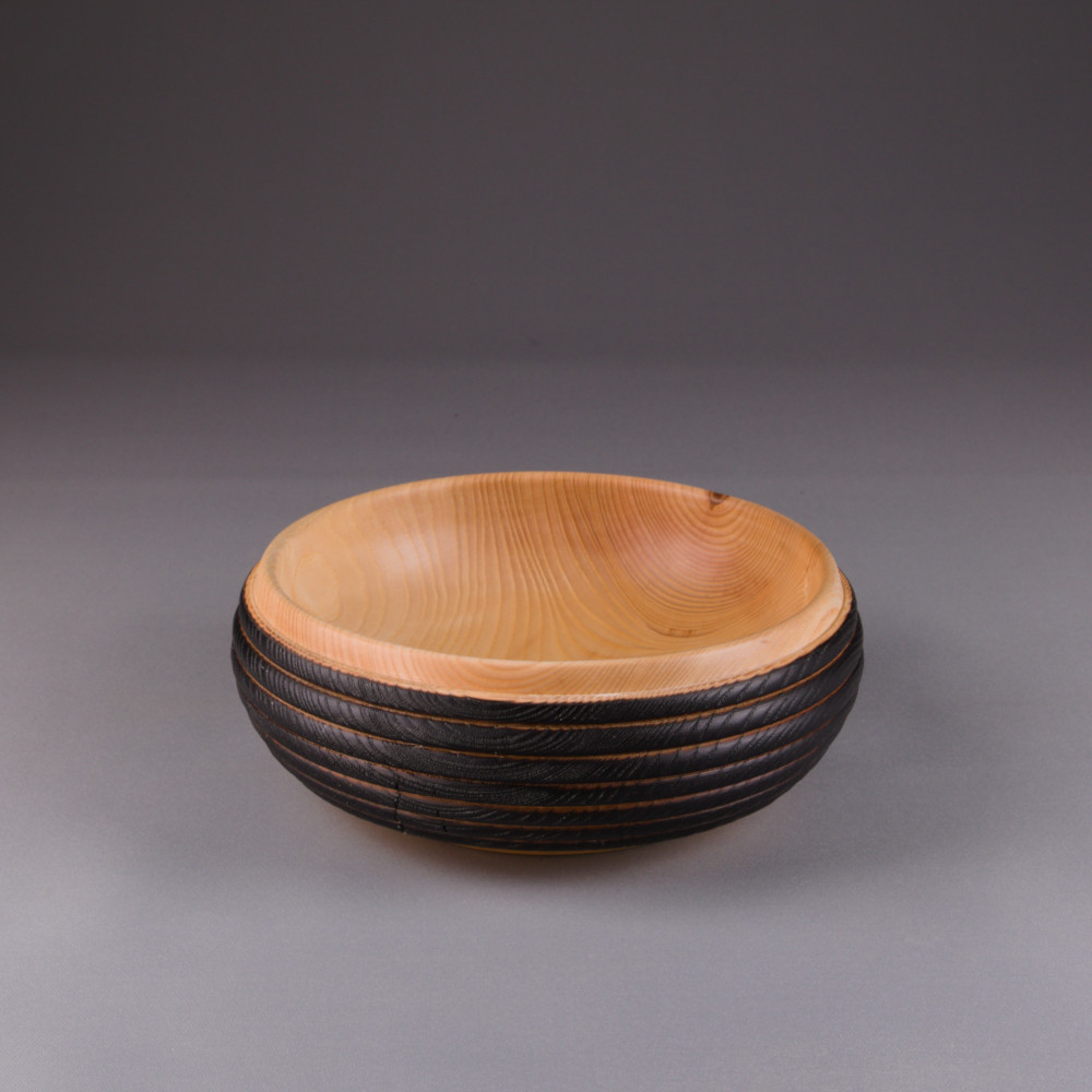 Saladier en frêne massif texture cordée shou sugi ban – Image 2