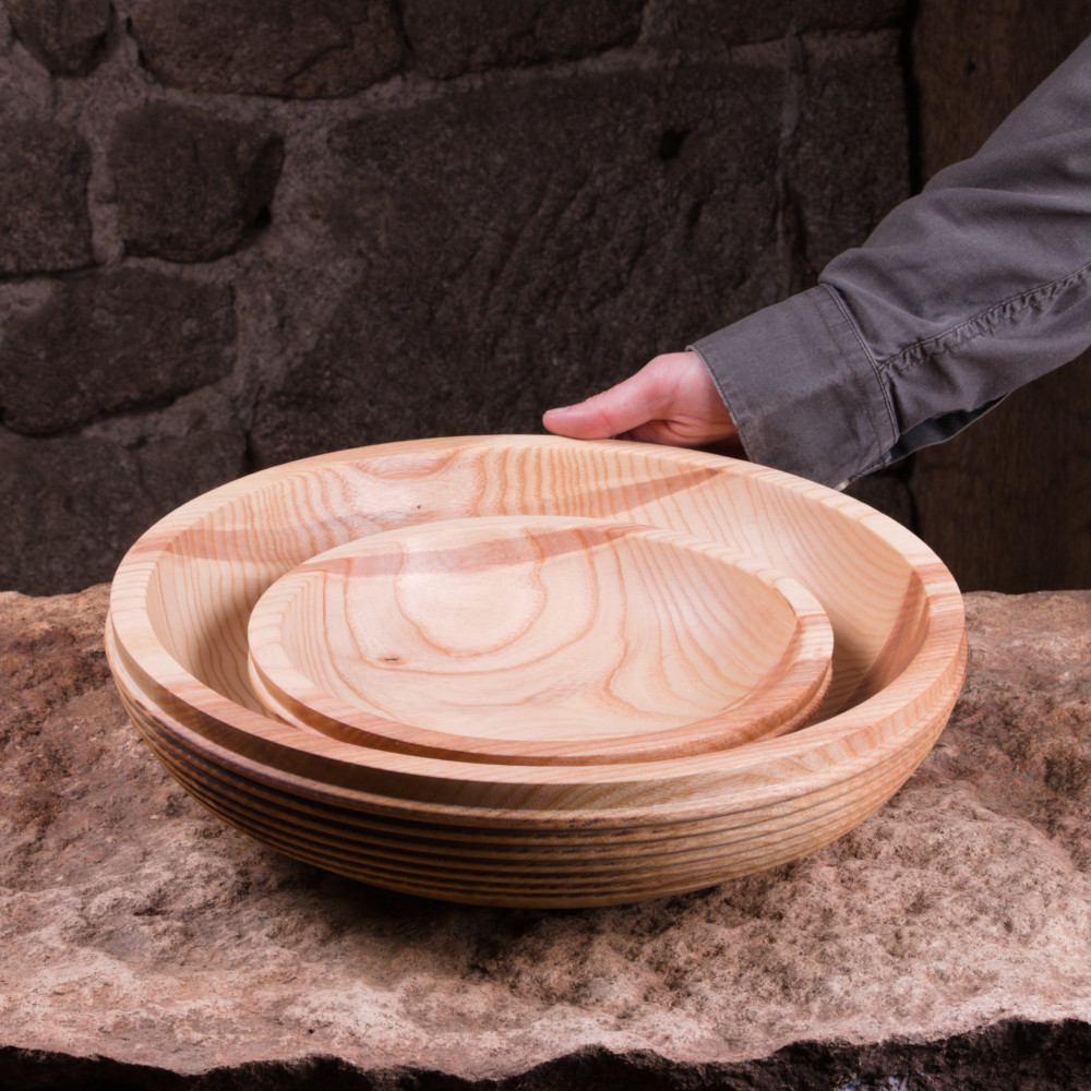 Set Saladier et bol en frêne massif texture cordée – Image 5