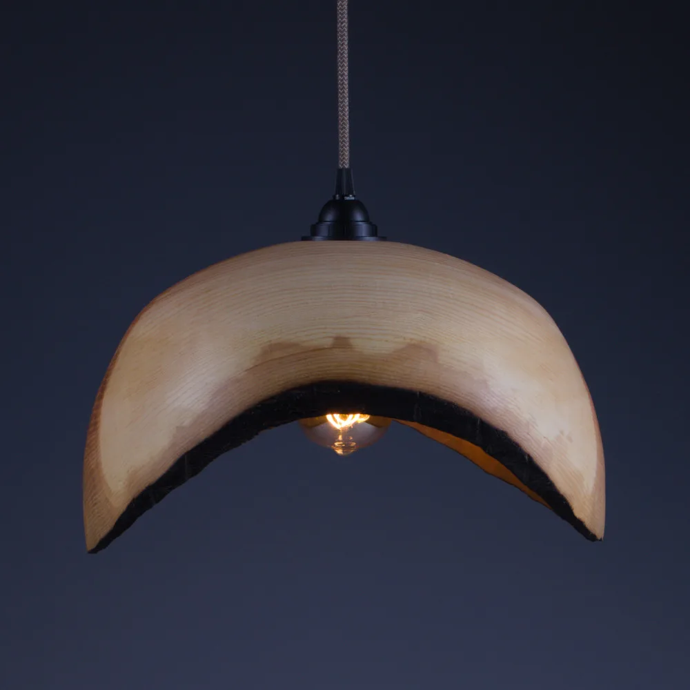 luminaire suspendu en bois massif naturel